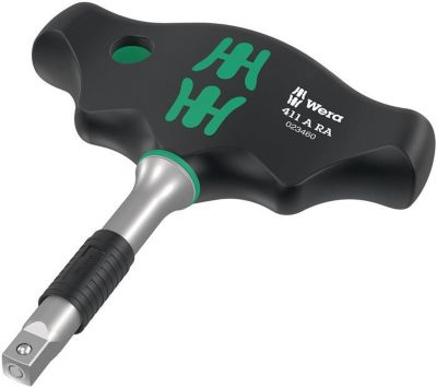 WERA Hebelumschaltknarre 411 A RA, 1/4 Zoll Vierkant, L 89 mm, 80 Zähne, legierter Werkzeugstahl, Quergriff 2-komponentig