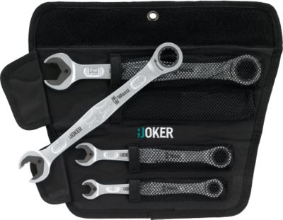 Wera Maulringratschenschlüsselset 6000 Joker 4 Set 1, 4-teilig, SW 10-19 mm, Chrom-Molybdän-Stahl, Zwölfkant