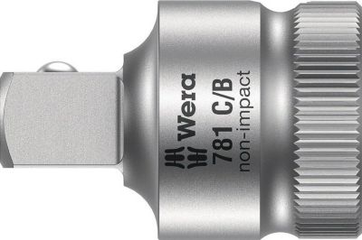 WERA Reduzierstück 781 C, 1/2" Innenvierkant auf 3/8" Außenvierkant, Chrom-Vanadium-Stahl, matt verchromt, L 38,5 mm