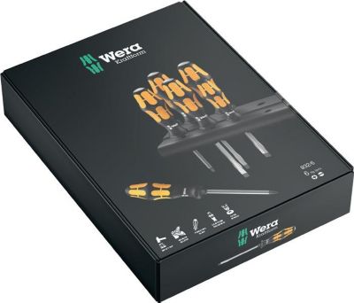 WERA Schraubendrehersatz 932/6, 6-tlg. Schlitz/PH, 2K-Griff, Schlagkappen, durchgehende 6-Kant-Klingen