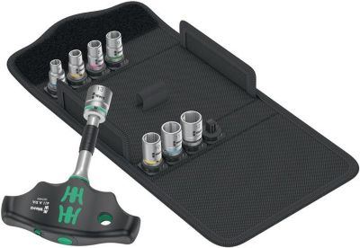 WERA Steckschlüsselsatz Kraftform Kompakt 400 RA Set 2, 9-tlg, 1/4 Zoll, Quergriff-Knarre, 6-13 mm, Farbleitsystem