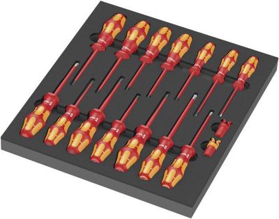 WERA Werkzeugmodul 9711, VDE Schraubendreher Set, 16-teilig, Schaumstoffeinlage, B 360 x H 60 x T 405 mm