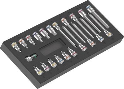 WERA Werkzeugmodul 9723, 22-tlg., Schaumstoffeinlage, Zyklop B 3/8″ Bitnuss Set, wasser- & ölabweisend, BxHxT 172x39x392 mm