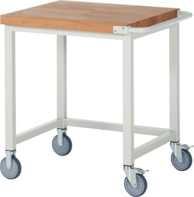 Werkbank Serie 8000, fahrbar, Arbeitsplatte Buche-Massiv, B 750 x T 700 x H 880 mm
