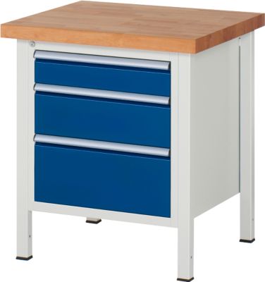Werkbank Serie 8159, 3 Schubladen, B 750 x T 700 x H 840 mm