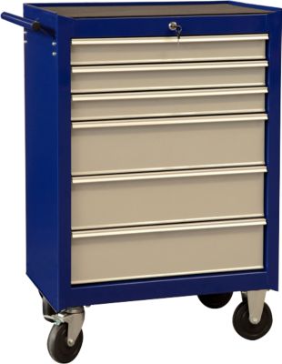 Werkstattwagen Projahn ECOBlue, mit Rollen, 400 kg Lastkraft, 6 Schubfächer