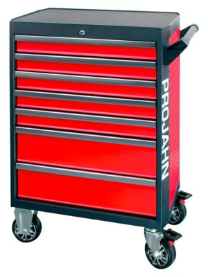 Werkstattwagen PROJAHN GALAXY, Stahlblech, 7 Schubladen, bis 450 kg, abschließbar, Rot/Anthrazit