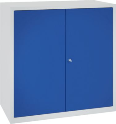 Werkzeugschrank, Sicherheitsschloss, 2 Einlegeböden & 1 Schublade, B 1000 x T 500 x H 1000 mm, Stahlblech, lichtgrau/enzianblau
