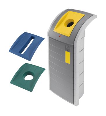 Wertstoffsammler Hailo ProfiLine WSB Design Plus XXXL, ABS, grau, 120 l, m. 3 farbigen Einsätzen