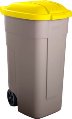 Wertstoffsammler, Räder, beige, Deckel gelb