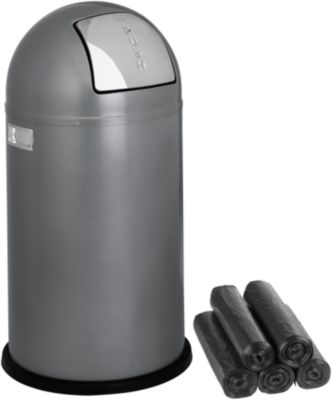 WESCO Vuurvast afvalverzamelaar Pushboy, zilver + afvalzakken gratis