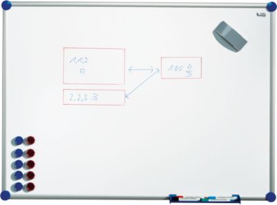 Whiteboard 2000 MAULpro, weiß kunststoffbeschichtet, magnethaftend, Rahmen silber, B 1200 x H 900 mm + 15-teiliges Zubehör-Set