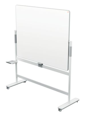 Whiteboard Nobo Move & Meet, Stiftablage, horizontaler Drehpunkt, feststellbare Rollen, B 1500 x H 1200 mm, weiß
