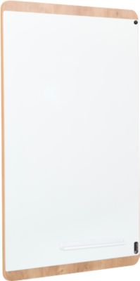 Whiteboard Rocada Natural, magnethaftend, Hoch/Quer, Ablageschale, Stahl auf Melaminholz, B 750 x H 1150 mm