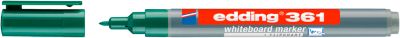 Whiteboardmarker Edding 361, Schreibfarbe Grün, Rundspitze, Strichstärke 1 mm, trocken abwischbar, mit Kappe und Clip, nachfüllbar, 10 Stück