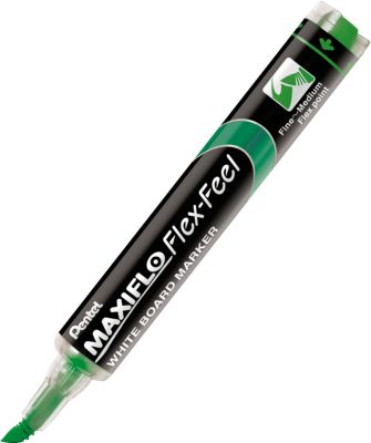 Whiteboardmarker Pentel Maxiflo Flex-Feel, Rundspitze mit variabler Strichstärke, integriertes Pumpsystem, Schreibfarbe grün, 12 Stück