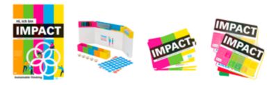 Workshop Set PLAYROOM IMPACT FLIP, 1 Flipchartblock mit 12 vorgedruckten Blatt für CSR/nachhaltige Entwicklung + Zubehör, mehrfarbig
