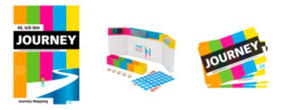 Workshop Set PLAYROOM JOURNEY FLIP, 1 Flipchartblock mit 14 vorgedruckten Blatt für Customer Journey Mapping/User Experience + Zubehör, mehrfarbig