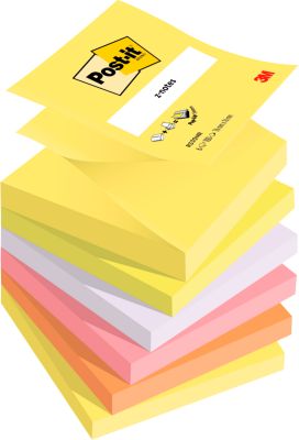 Z-Notes Post-it R330-NR, für Z-Notes Spender, 6 Blöcke, 100 Blatt je Block, je 76 x 76 mm, PEFC-zertifiziert, Neonfarben