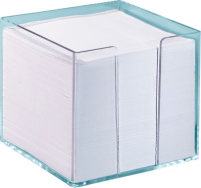 Zettelbox, inkl. 700 Notizzettel, transparent, 95x95x95 mm, Blattfarbe weiß