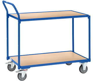 Tischwagen, 2 Etagen, leicht, 850 x 500 mm, blau RAL 5007