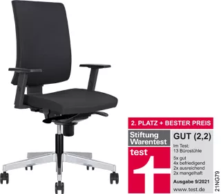 NowyStyl Bürostuhl Navigo, mit Armlehnen, Synchronmechanik, Muldensitz, schwarz/alusilber