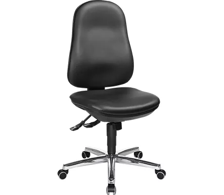Topstar Bürostuhl SUPPORT SY, ohne Armlehnen, Synchronmechanik, Bandscheibensitz, Kunstleder desinfektionsmittelbeständig, schwarz/chromsilbern