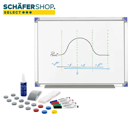 Schäfer Shop Select Whiteboard 90120, Alurahmen + Whiteboard-Zubehör-Set Standard GRATIS