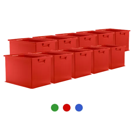 Stapelkasten SSI Schäfer 14/6-2Z, Volumen 33 l, bis 30 kg, mit Griffmulde, L 465 x B 314 x H 298 mm, Polypropylen, rot, 10 Stück