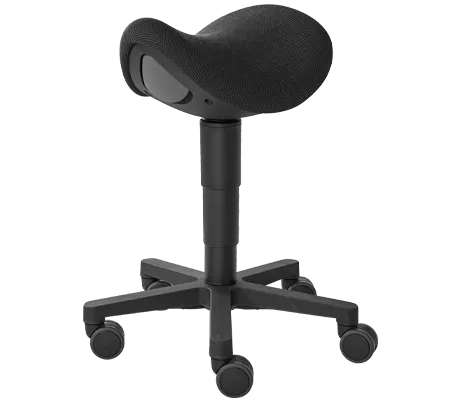 Bimos Sattelhocker, Sattelsitz, 3D-Sitzdynamik, Sitzhöhe 540-800 mm, Universalrollen Ø 65 mm, schwarz