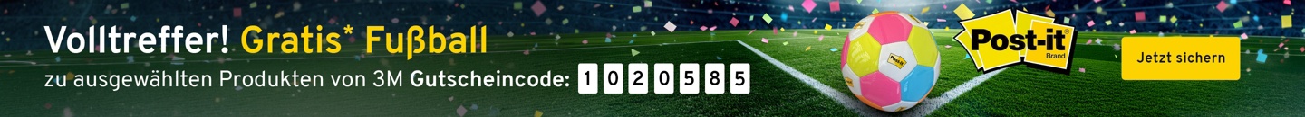 Werbebanner Fußballaktion mit Gratis Ball und Gutscheincode