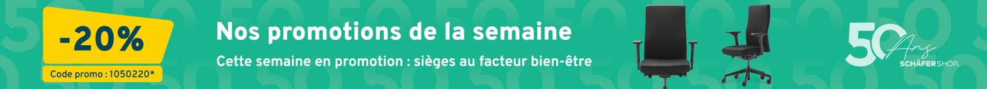 Nos promotions de la semaine. Cette semaine en promotion : -20% sur les sièges au facteur bien-être*  Veuillez ajouter le code promotionnel 1050220 dans le panier.