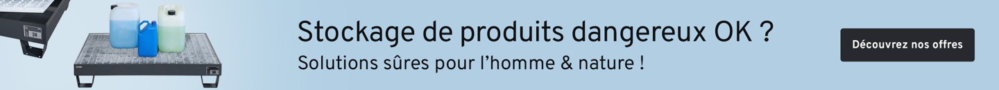 Bac de rétention 60-3 + Tekst: Stockage de produits dangereux OK 