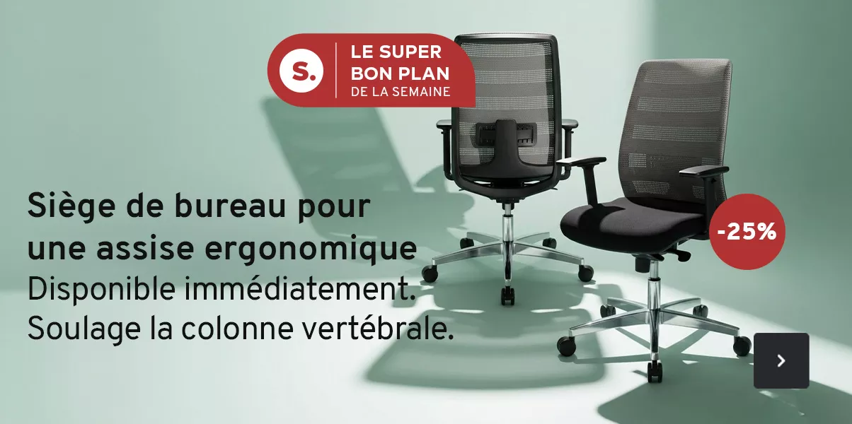 Siège de bureau avec dossier gris. Siège de bureau pour une assise ergonomique. Disponible immédiatement. Soulage la colonne vertébrale. -25 pourcent