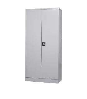 Vleugeldeurkast - staal - B 916 x D 422 x H 1950 mm - 5 HC - 4 legborden - afsluitbaar - lichtgrijs RAL 7035