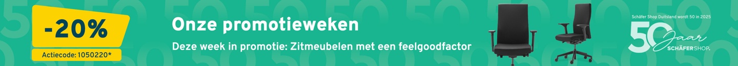 Onze promotieweken. Deze week in promotie: 20% korting op zitmeubelen met een feelgoodfactor* Voeg de actiecode 1050220 toe in het winkelmandje
