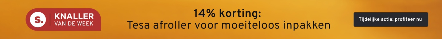 knaller van de week:14 procent korting: Tesa afroller voor moeiteloos inpakken