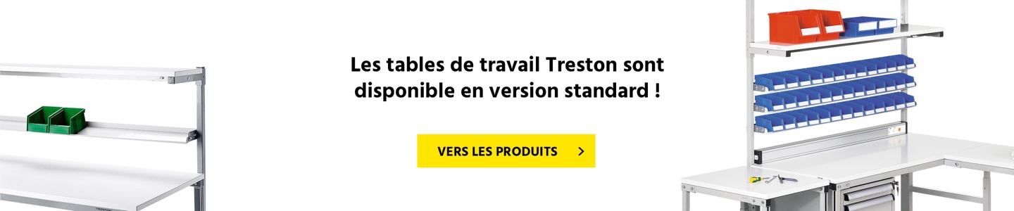 Les tables d’atelier Treston sont également disponibles en modèles standard. Toute notre gamme de tables d’atelier est disponible ici