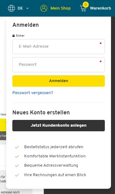 Mein Shop Passwort vergessen