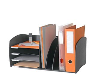 Paperflow Schreibtisch-Organizer, 4 Fächer, Trennelemente verstellbar, schwarz