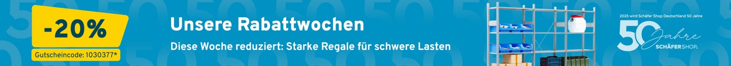 20% Rabatt auf die Kategorie Lagerregale