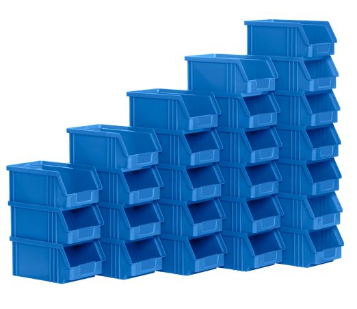 Bacs à becs gerbables en plastique bleu