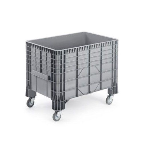 Conteneur grand volume à roulettes en plastique gris