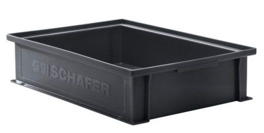 Bac gerbable conducteur ESD 14/6 en plastique noir