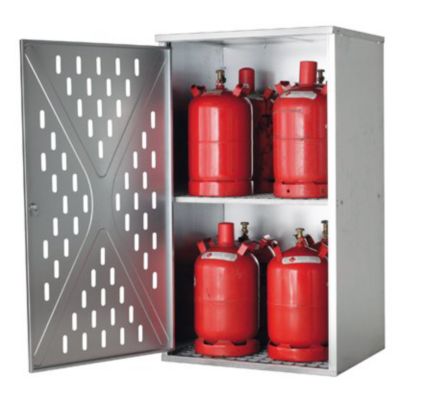 Gasflescontainer voor de opslag van gasflessen onder druk