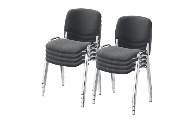 1 Stuhl Konferenzstuhl Designer PU verchromt Lederstuhl stapelbar  Stapelstuhl 