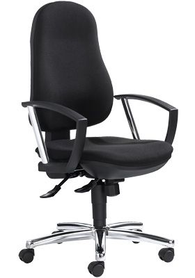 Bürostuhl Topstar POINT DELUXE, mit Armlehnen, Synchronmechanik, Bandscheibensitz, schwarz/chromsilber