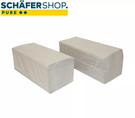 Schäfer Shop Pure Papierhandtücher Zick-Zack-Falzung, 1-lagig, L 250 x B 230 mm, reißfest, 5000 Blatt, natur