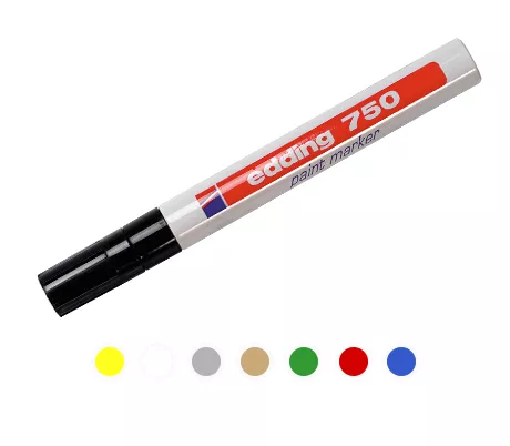 Marcador de pintura EDDING 750, 2-4 mm, negro, 10 piezas