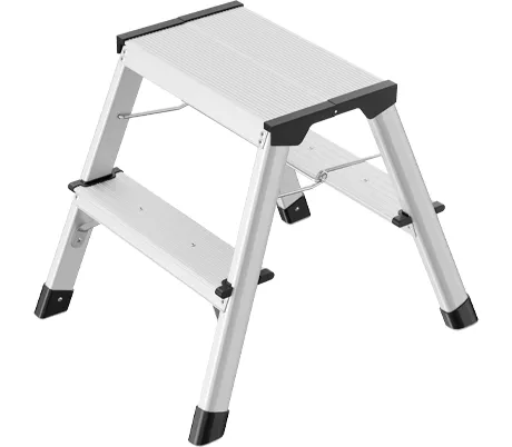 Escalera de tijera Hailo D60 StandardLine, 2 x 2 peldaños, hasta 150 kg, plegable, patas antideslizantes, aluminio y plástico, A 410 mm